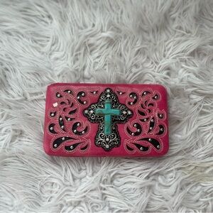 🎀Y2K hot pink cross rhinestone wallet🎀